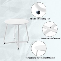 Meluvici Patio Outdoor Side Table Waterproof Round Metal Steel Small Side Table Weather Resistant Portable Outdoor And Indoor En