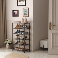 Homefort Shoe Rack 6Tier Shoe Storage Shelf Industrial Shoe Tower Narrow Shoe Organizer For Closet Entryway Small Shoe Rack