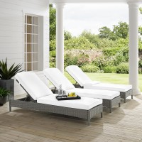 Bradenton Outdoor Wicker Chaise Lounge Sunbrella WhiteGray