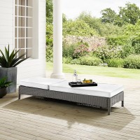 Bradenton Outdoor Wicker Chaise Lounge Sunbrella WhiteGray