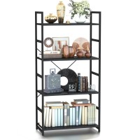 Numenn 4 Tier Bookshelf Tall Bookcase Shelf Storage Organizer Modern Book Shelf For Bedroom Living Room And Home Office Blac