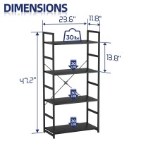 Numenn 4 Tier Bookshelf Tall Bookcase Shelf Storage Organizer Modern Book Shelf For Bedroom Living Room And Home Office Blac