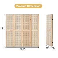 DORTALA 4-Panel Pegboard Display, 5' Tall Folding Wood Room Divider, Privacy Partition Screen with Free Combined Panels, Multifunction Privacy Screen for Craft Jewelry Cloth Art Display