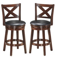 Ergomaster Dark Brown Swivel Bar Stools Counter Height Barstool 24 Inches Seat Height Bar Chair (Set Of 2)