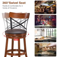 Ergomaster Swivel Counter Height Barstool 24 Inch Seat Height Bar Chair Cappuccino X Open Back ( 24 Inches,Set Of 4)