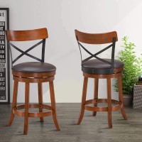 Ergomaster Swivel Counter Height Barstool 24 Inch Seat Height Bar Chair Cappuccino X Open Back ( 24 Inches, Set Of 2)
