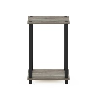 Furinno Brahms End Side Sofa Table/Nighstand With Storage, 1-Pack, French Oak/Black