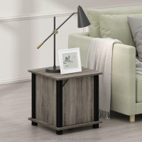 Furinno Brahms End Side Sofa Table/Nighstand With Storage, 2-Pack, French Oak/Black