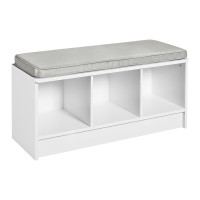 Closetmaid 1631 Cubeicals 3Cube Storage Bench White With Gray Cushion