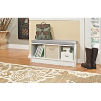 Closetmaid 1631 Cubeicals 3Cube Storage Bench White With Gray Cushion