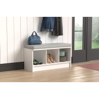 Closetmaid 1631 Cubeicals 3Cube Storage Bench White With Gray Cushion