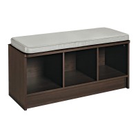 Closetmaid 1632 Cubeicals 3Cube Storage Bench Espresso With Gray Cushion