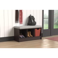 Closetmaid 1632 Cubeicals 3Cube Storage Bench Espresso With Gray Cushion