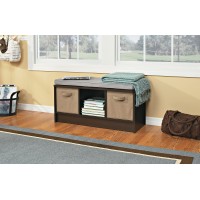 Closetmaid 1632 Cubeicals 3Cube Storage Bench Espresso With Gray Cushion