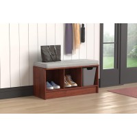 Closetmaid 1633 Cubeicals 3Cube Storage Bench Dark Cherry With Gray Cushion