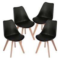 The Shop - Set Of 4 Type Chairs - Padded Seat - Wooden Legs - Ergonomic And Comfortable - Minimalist Design - Dining Room Chairs - Padded Chairs - Office Chairs