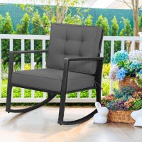 Tangkula Wicker Rocking Chair, Outdoor Glider Rattan Rocker Chair With Heavy-Duty Steel Frame, Patio Wicker Furniture Seat With 5??Thick Cushion For Garden, Porch, Backyard, Poolside (1, Gray)