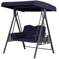 Purple Leaf Outdoor Patio Porch Swing With Stand 2Seat Swing Chair With Adjustable Tilt Canopy Allweather Steel Frame For Bac