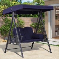 Purple Leaf Outdoor Patio Porch Swing With Stand 2Seat Swing Chair With Adjustable Tilt Canopy Allweather Steel Frame For Bac