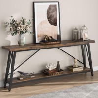 Tribesigns 70.9 Inches Extra Long Sofa Table Behind Couch, Industrial Entry Console Table For Hallway, Entryway & Living Room, Dark Brown