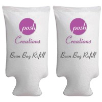 Posh Creations Foam Filling Bean Bag Refill 100 L 2Pk White With Ezpour Zipper Spout