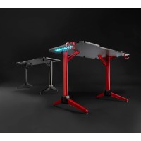 Safco Ultimate Computer Gaming Desk with LED Lighting Cup Holder and Headphone Hook 472W x 236D x 295H