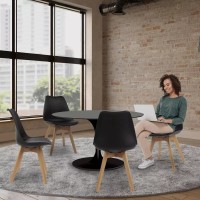 The Shop - Set Of 4 Type Chairs - Padded Seat - Wooden Legs - Ergonomic And Comfortable - Minimalist Design - Dining Room Chairs - Padded Chairs - Office Chairs - Gray