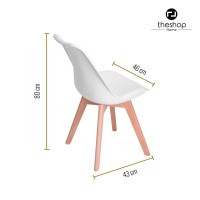 The Shop Set Of 4 Eames Type Dining Room Chairs - Padded Seat - Wooden Legs - Ergonomic & Comfortable - Minimalist Design - Multiple Colors