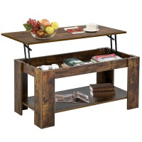 Fdw With Hidden Storage Compartment & Lower Shelf,Coffee Table With Lift Top For Living Room(Brown)