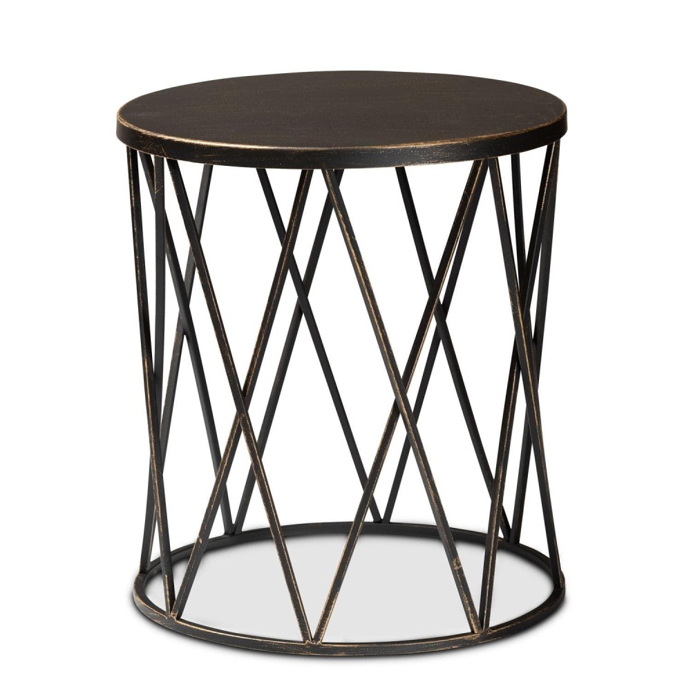 Baxton Studio Finnick Modern Industrial Antique Black Finished Metal End Table