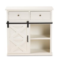 Baxton Studio Nadia Modern and Contemporary Farmhouse White Finished Wood and Black Metal 2Door Sideboard Buffet