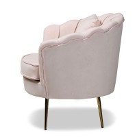 Baxton Studio Garson Glam and Luxe Blush Pink Velvet Fabric Upholstered and Gold Metal Finished Accent Chair