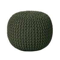 Redearth Round Hand Knitted Pouf Foot Stool Bean Bag Ottoman Cord Boho Pouffe Poof Accent Beanbag Footrest For Living Roo