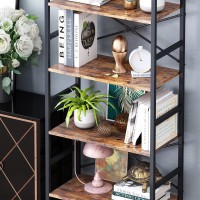 Cosystar 6 Tier Tall Rustic Wood Bookshelf, Metal Frame Standing Bookcase, Open Back Modern Office Bookcases, Industrial Vintage Book Shelf Unit