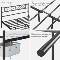 Yaheetech Queen Size Platform Bed Frame With Arrow Design Headboard, 13 Inches Metal Mattress Foundation For Storage, No Box Spring Needed, Easy Assembly, Modern, Black