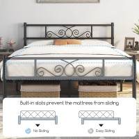 Yaheetech Full Bed Frames Metal Platform Bed With Headboard And Footboard For Bedrooms No Box Spring Needed Easy Assembly, Black/Full Bed