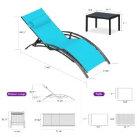 Purple Leaf Patio Oversized Chaise Lounge Chair Set With Side Table Poolside Adjustable Recliner Chairs For Outside Beach Outdoo