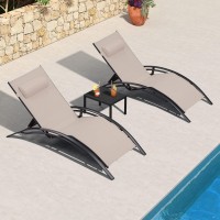 Purple Leaf Patio Oversized Chaise Lounge Chair Set With Side Table Pool Adjustable Recliner Chairs For Outside Beach Outdoor Su