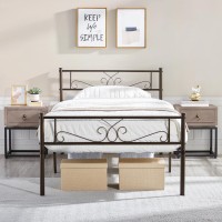 Yaheetech Twin Bed Frames Metal Platform Bed With Headboard And Footboard For Bedrooms No Box Spring Needed Easy Assembly, Ground Clearance: 12.5?/Bronze/Twin Bed