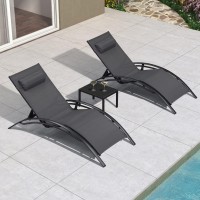 Purple Leaf Patio Oversized Chaise Lounge Chair Set With Side Table Pool Adjustable Recliner Chairs For Outside Beach Outdoor Su