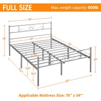 Yaheetech Full Bed Frames Metal Platform Bed With Headboard And Footboard For Bedrooms No Box Spring Needed Easy Assembly,Ground Clearance: 12.5??/Silver/Full Bed