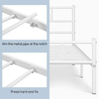 Yaheetech Queen Bed Frames Metal Platform Bed With Headboard And Footboard For Bedrooms No Box Spring Needed Easy Assembly, White/Queen Bed