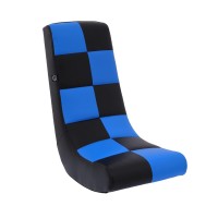 The Crew Furniture Classic Video Rocker Floor Gaming Chair Kids And Teens Checkered Pu Faux Leather Blackblue