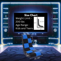 The Crew Furniture Classic Video Rocker Floor Gaming Chair Kids And Teens Checkered Pu Faux Leather Blackblue