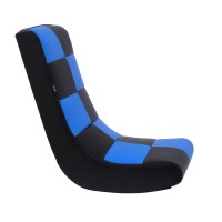 The Crew Furniture Classic Video Rocker Floor Gaming Chair Kids And Teens Checkered Pu Faux Leather Blackblue