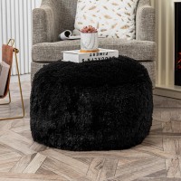 Asuprui Pouf Ottoman,Floor Pouf Cover,Ottoman Foot Rest(No Filler),20X20X12 Inches Round Poof Seat, Floor Bean Bag Chair,Foldable Floor Chair Storage For Living Room, Bedroom Cover Only(Black)