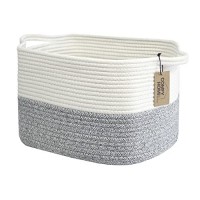 Cotton Rope Woven Basket With Handles For Shelves ,Toys ,Book, Cloth Storage Baskets For Organizing-13.5\ X 11\
