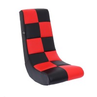 The Crew Furniture Classic Video Rocker Floor Gaming Chair Kids And Teens Checkered Pu Faux Leather Blackred