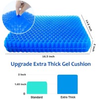 Gel Seat Cushion, Office Seat Cushion Chair Pads For Office Home Car Wheelchair Long Trips - Extra Thick Gel Cushion For Pressure Sores, Tailbone, Back, Sciatica Pain Relief (Extra Thick, Blue)