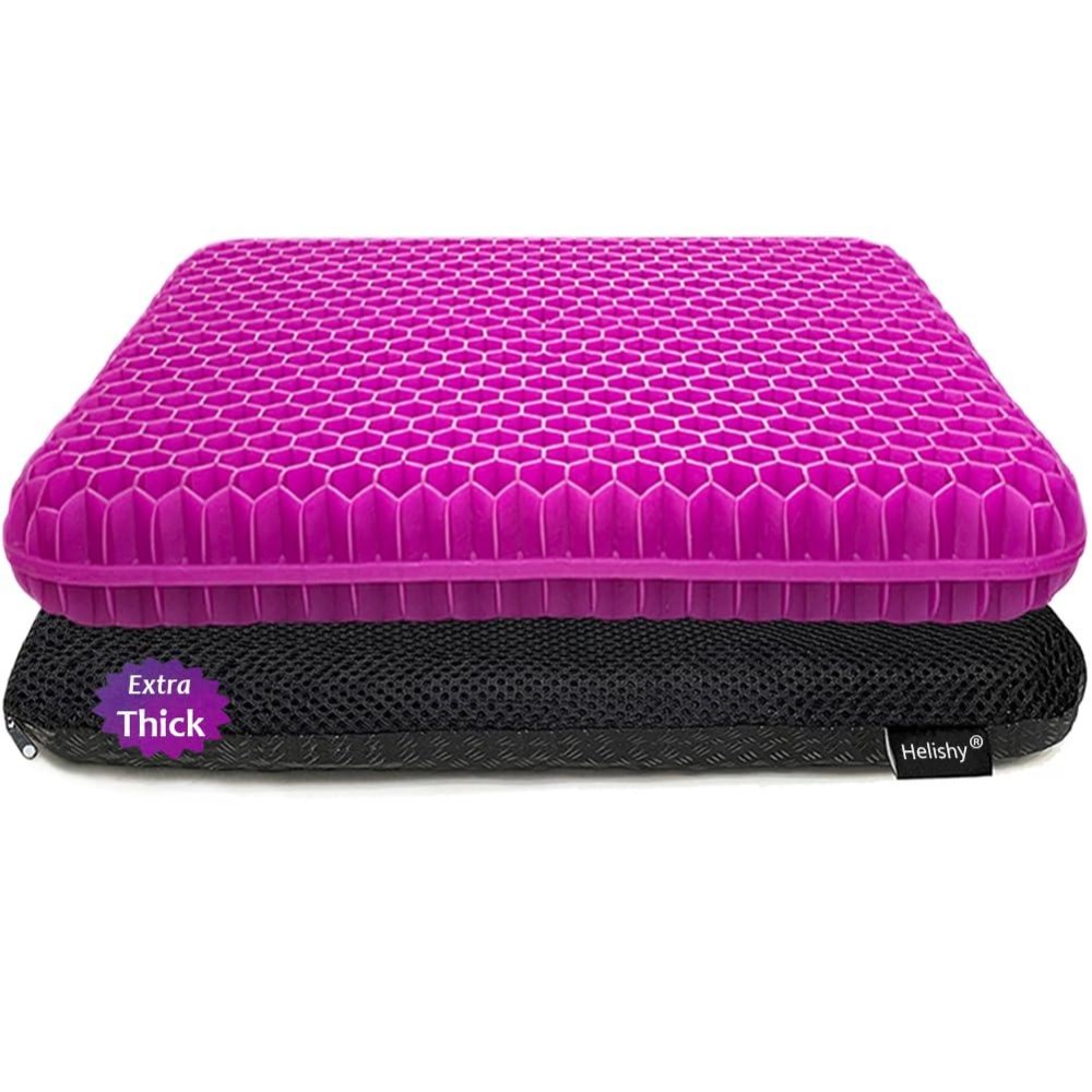 Gel Seat Cushion, Office Seat Cushion Chair Pads For Office Home Car Wheelchair Long Trips - Extra Thick Gel Cushion For Pressure Sores, Tailbone, Back, Sciatica Pain Relief (Extra Thick, Violet)